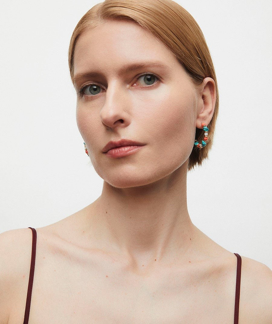 Pendientes medialuna con piedras naturales combinadas Illeta multicolor