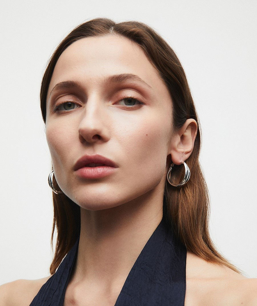 Pendientes de aro doble entrelazados Hilma