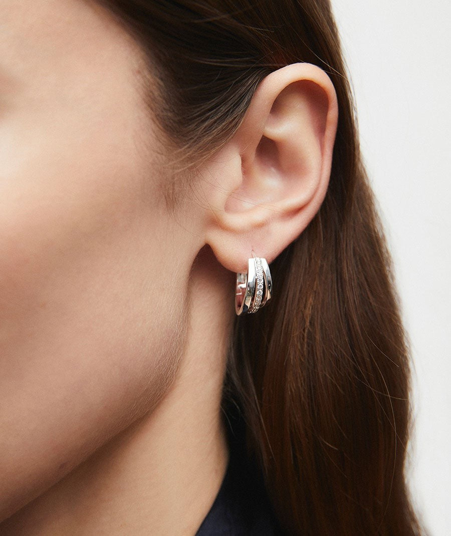 Pendientes de aro 8mm Gisela con circonitas