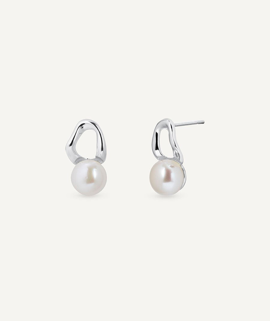 Pendientes colgante perla cultivada blanca