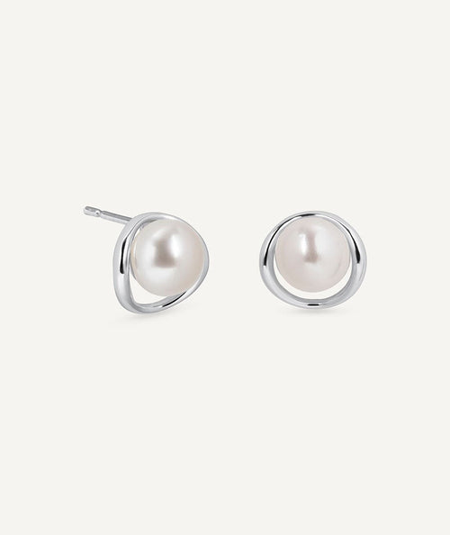 Pendientes esfera Ellis con perla cultivada blanca