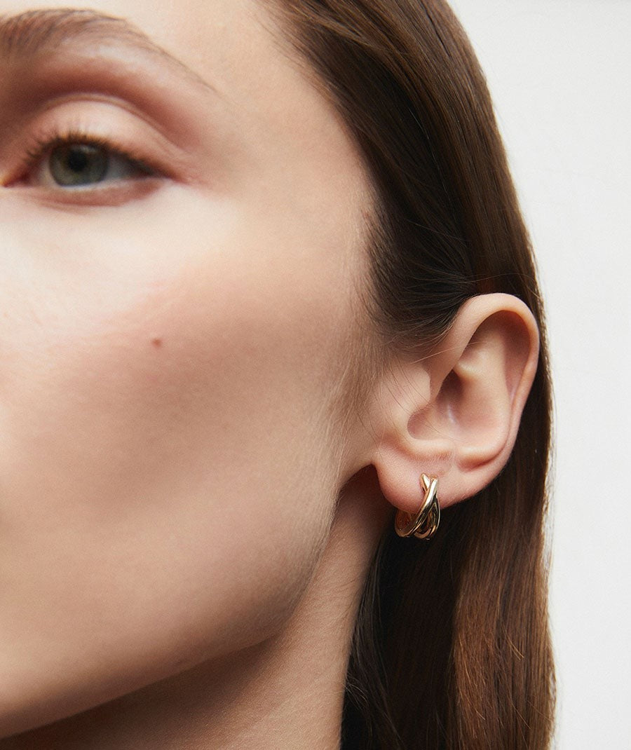 Pendientes de aro doble cruzados Ada