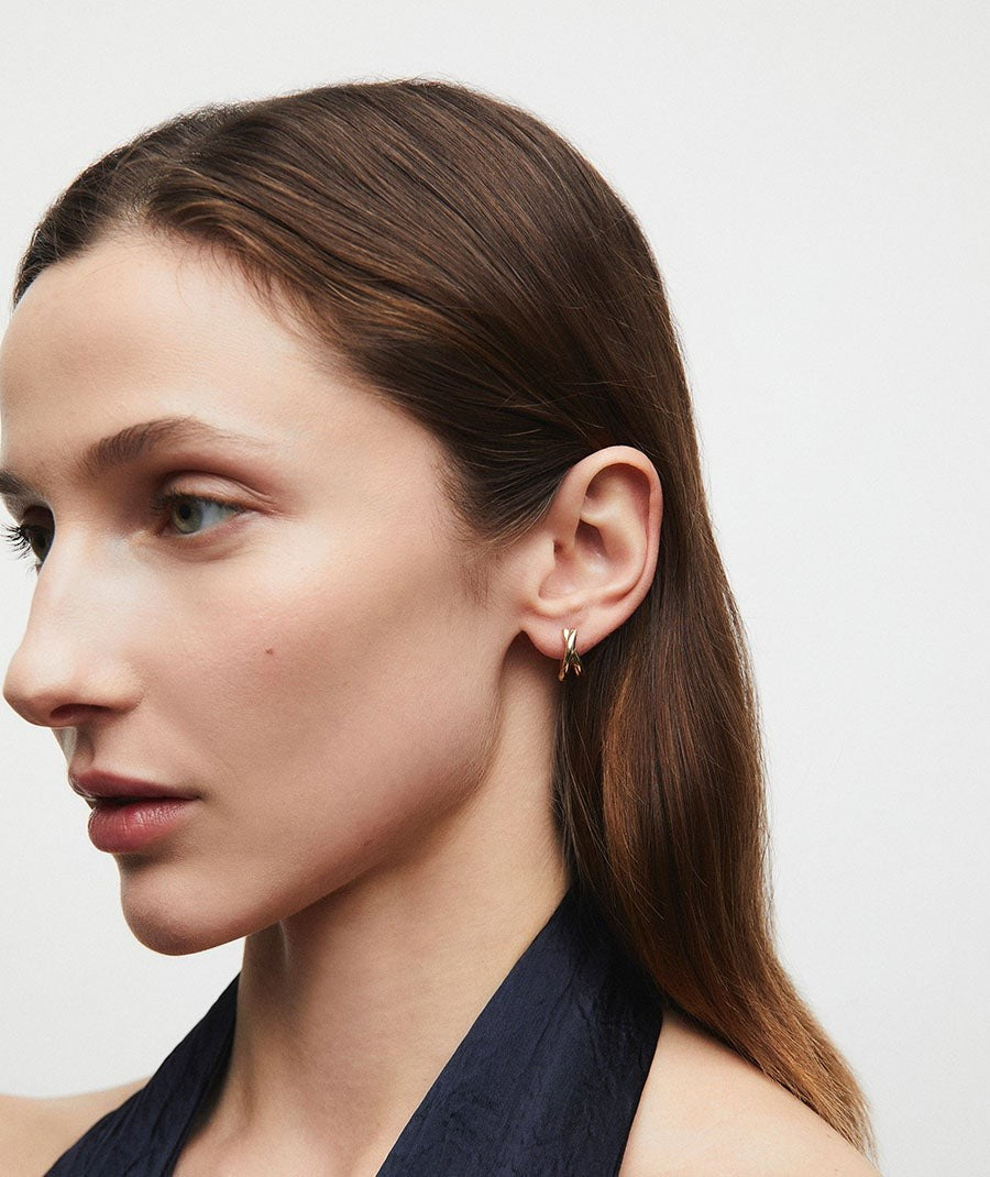 Pendientes de aro doble cruzados Ada