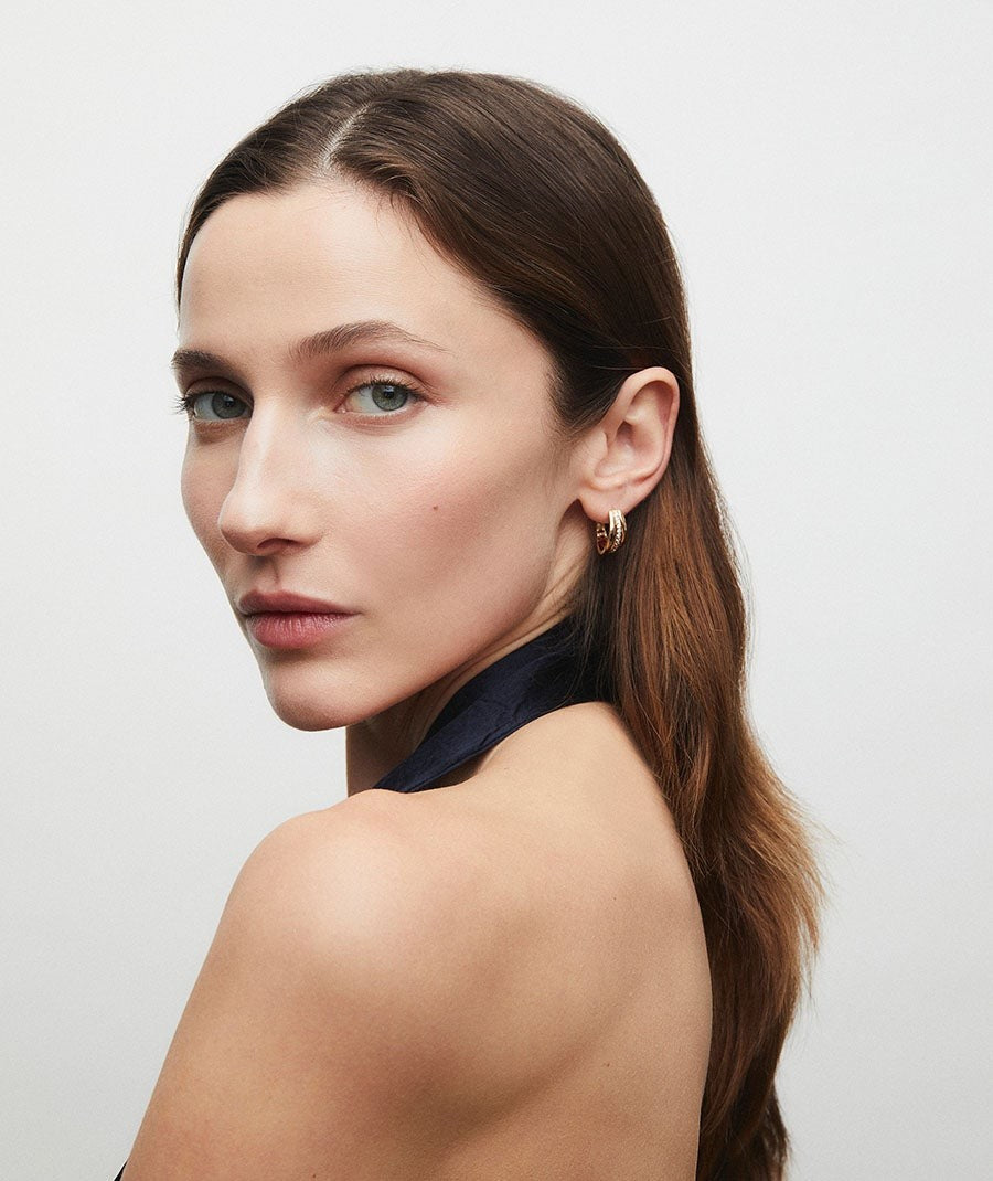 Pendientes de aro 8mm Gisela con circonitas