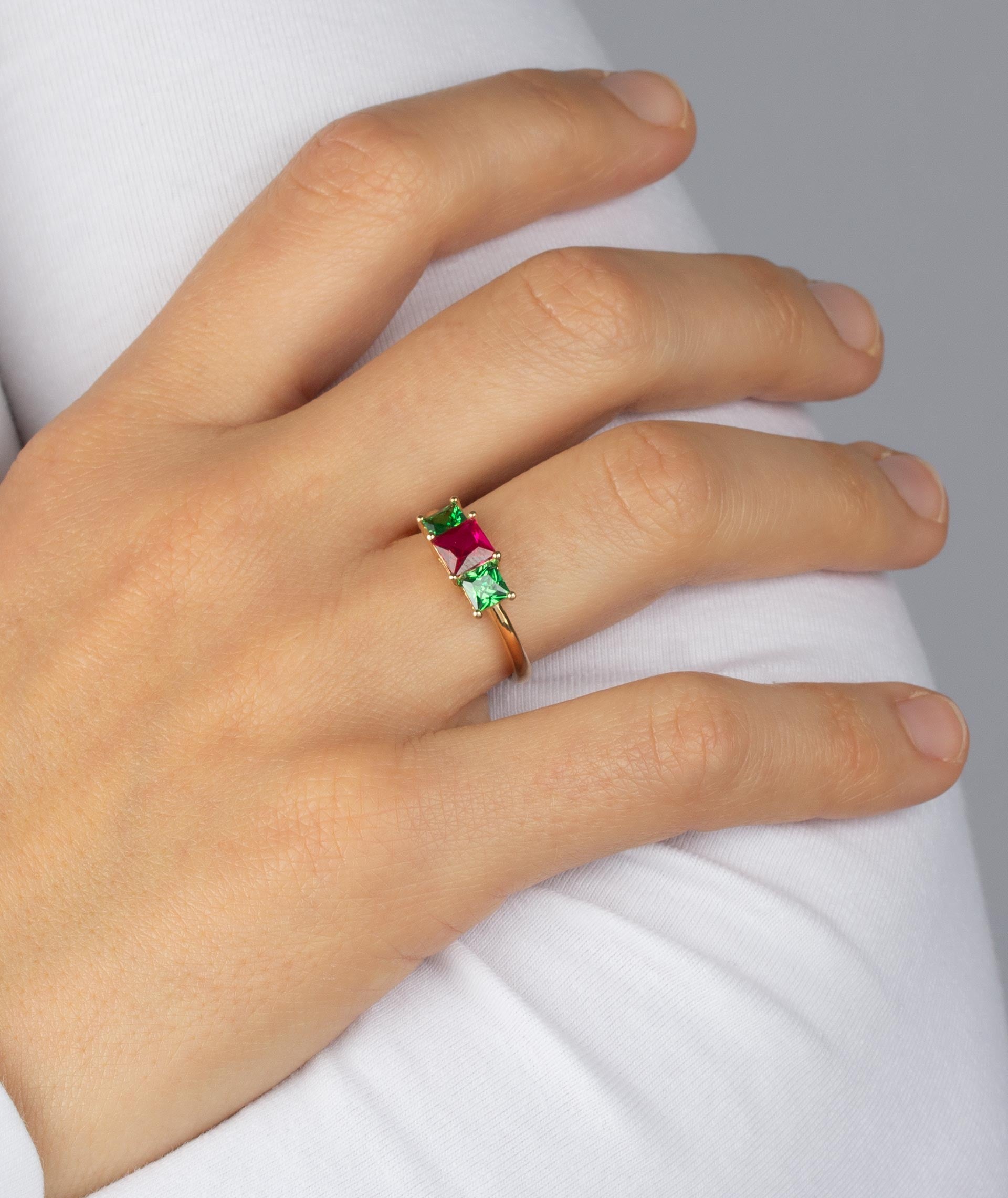 Anillo triple circonita Multicolor