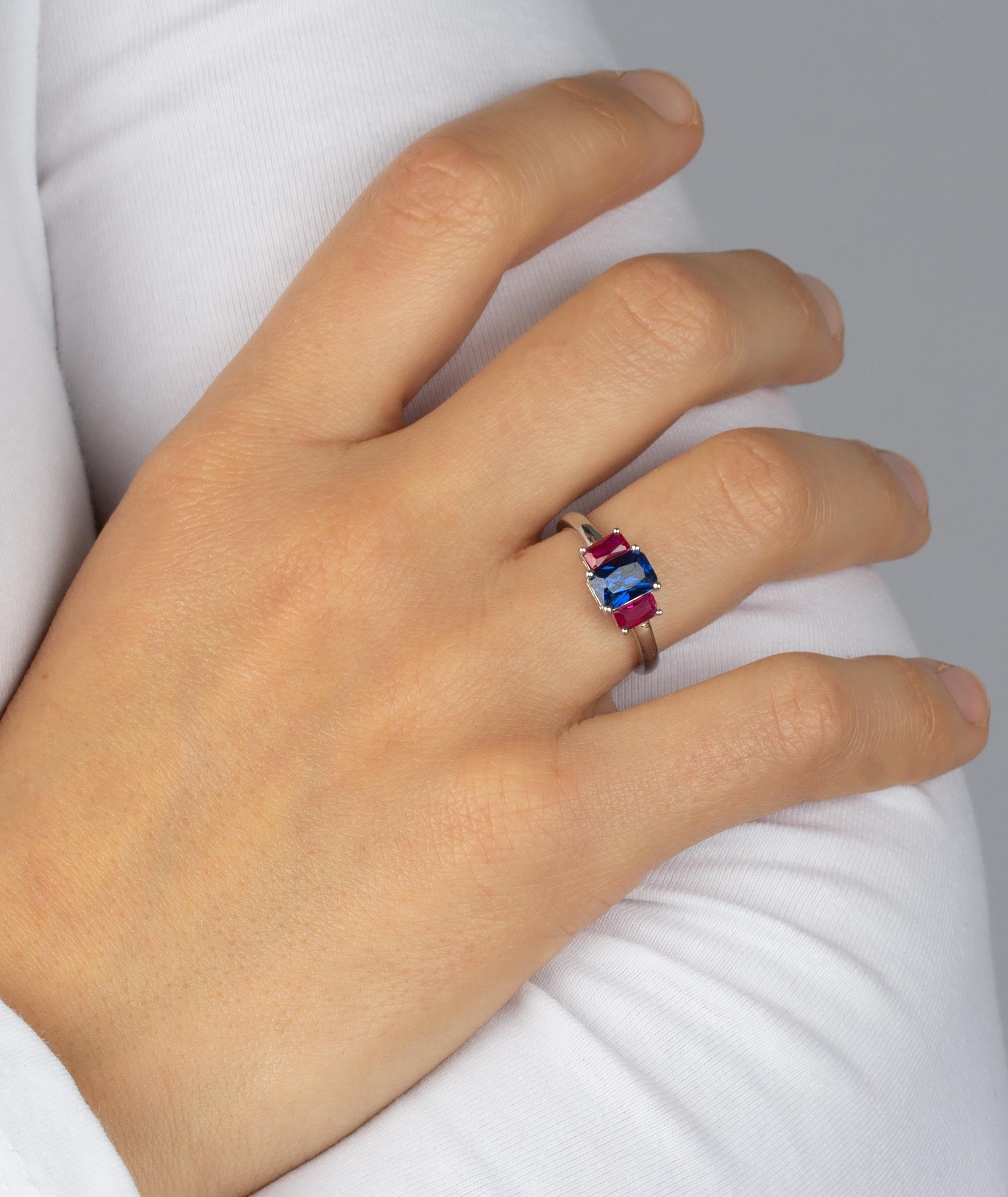 Anillo triple circonita Multicolor