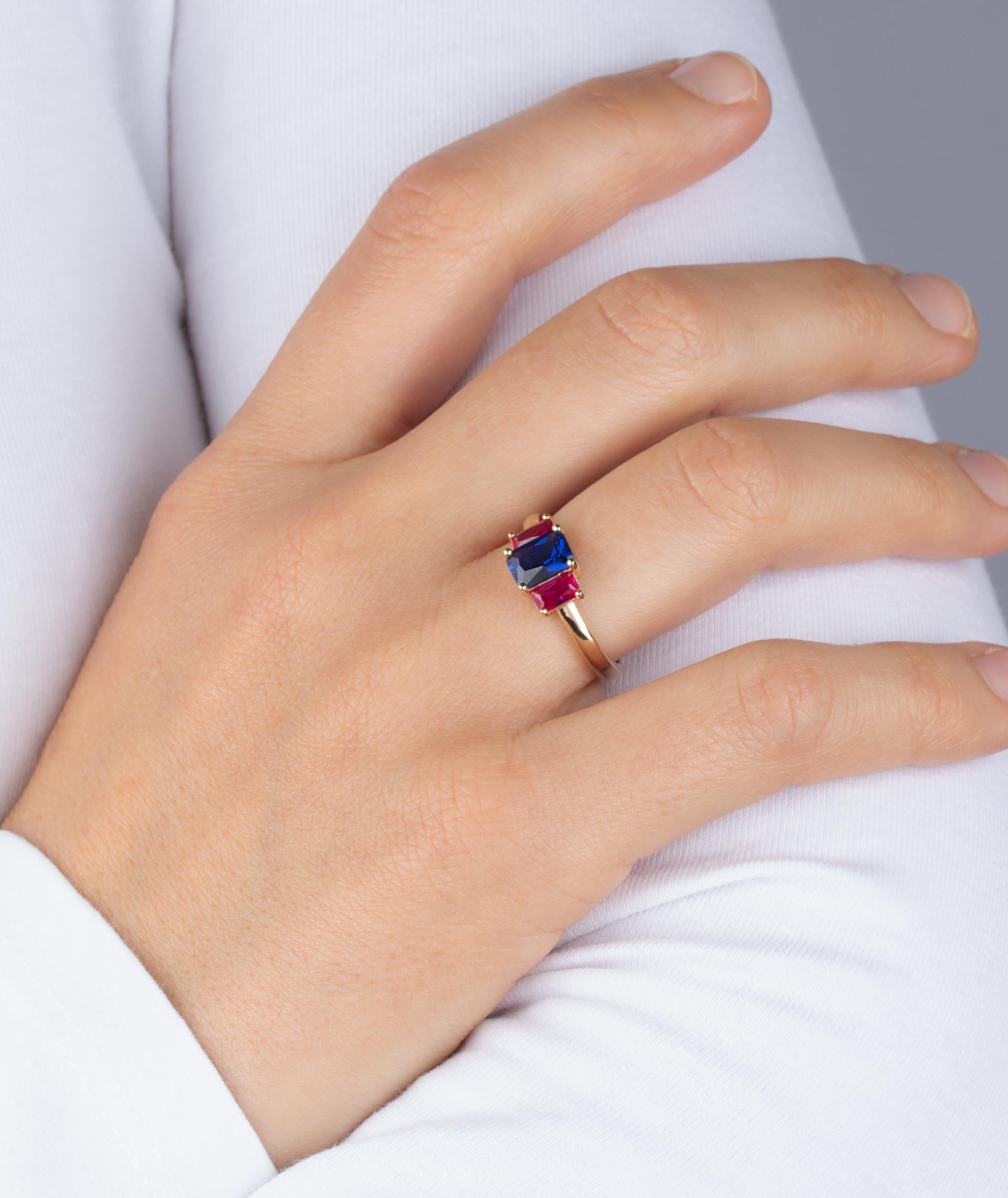 Anillo triple circonita Multicolor