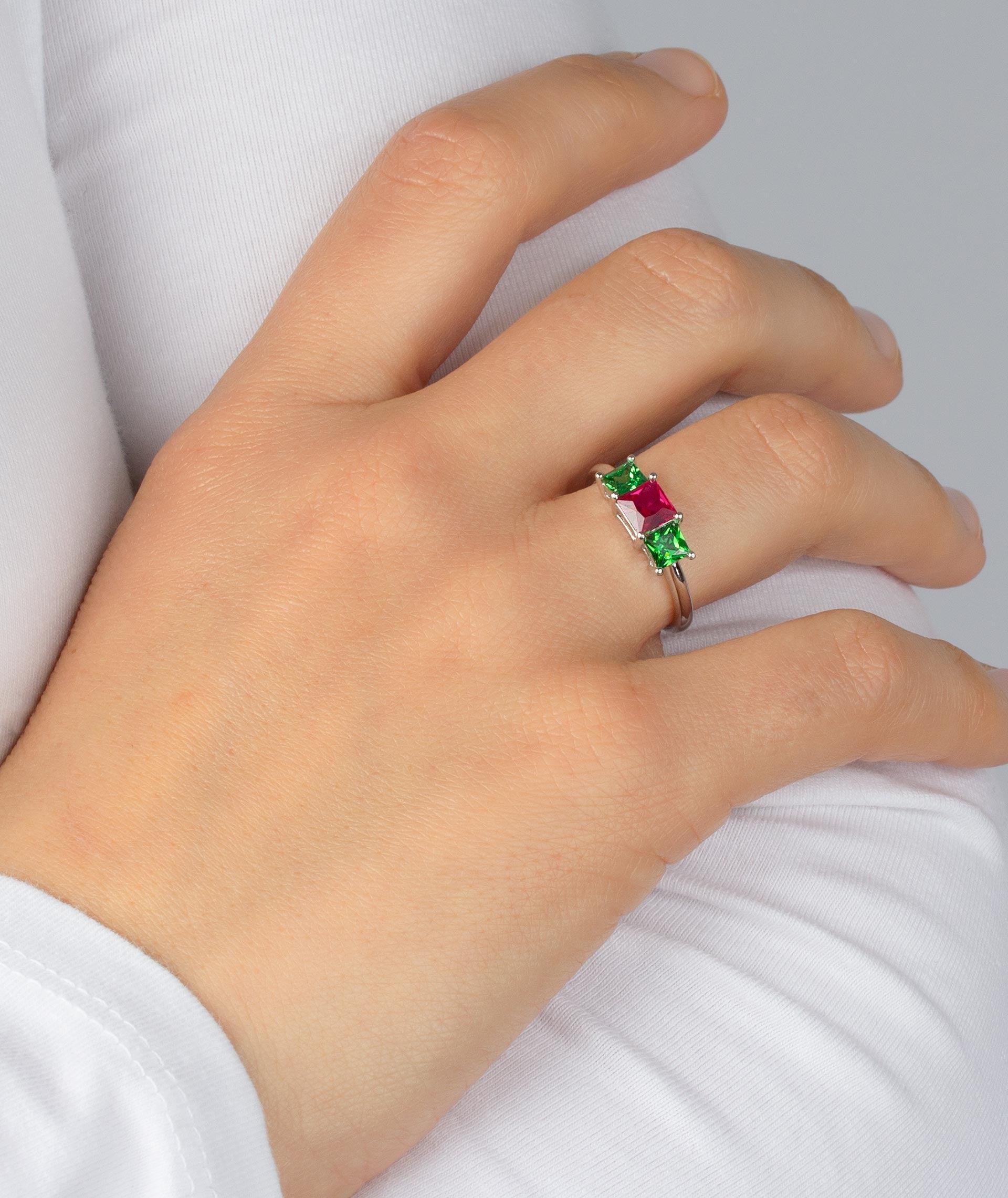 Anillo triple circonita Multicolor