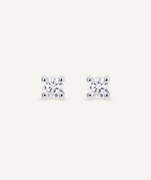 Pendientes de diamantes y oro blanco solitario