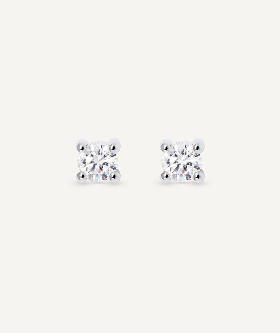 Earrings Solitaire in White Gold with Diamonds