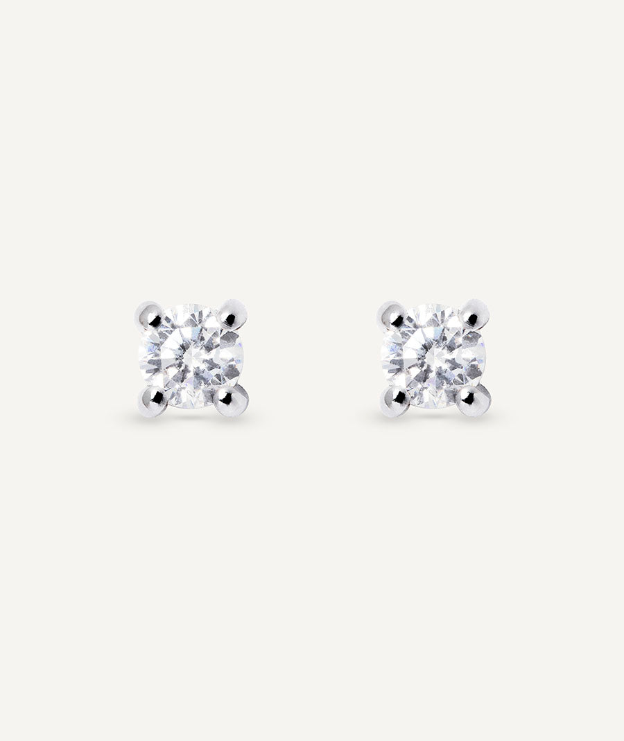 Earrings Solitaire in White Gold with Diamonds