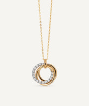 Diamond and Gold Necklace with Interlocking Hoops