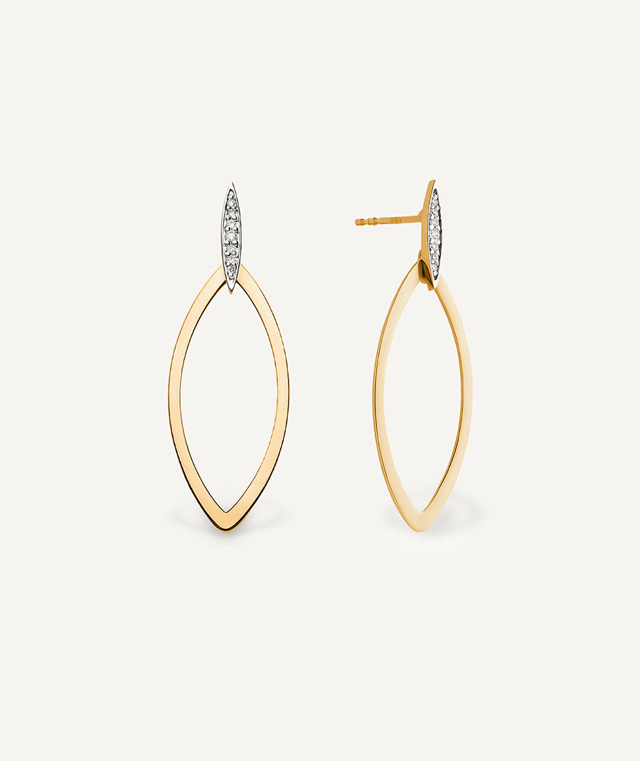 Pendientes largos de diamantes y oro Prisma