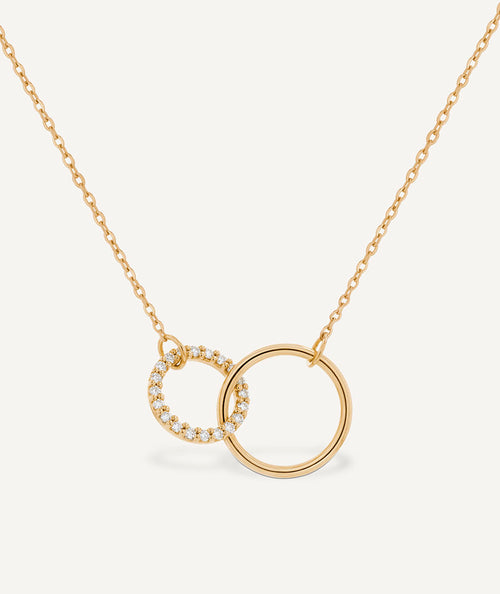 Collar de diamantes y oro Circle entrelazados