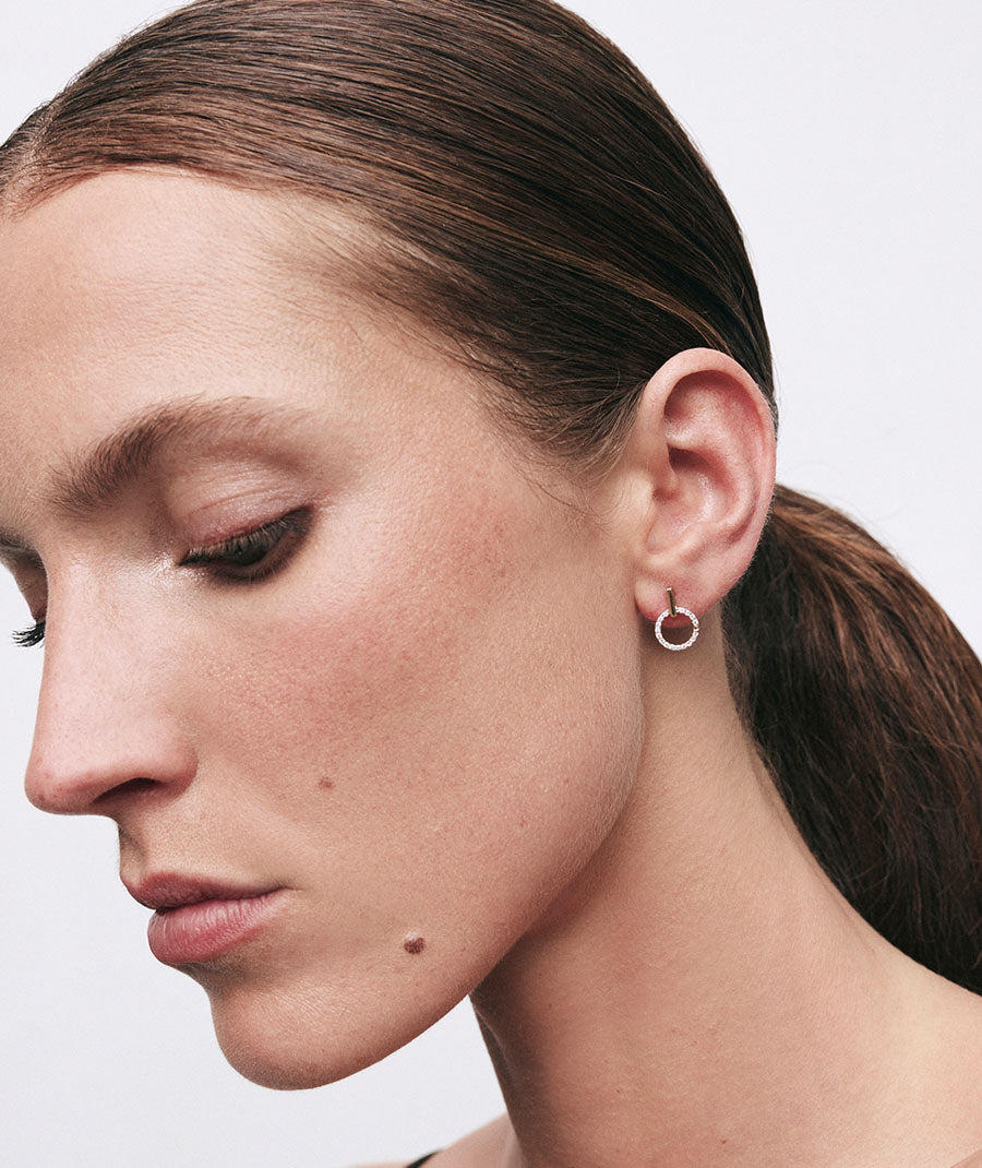 Earrings button diamonds and gold Círculo