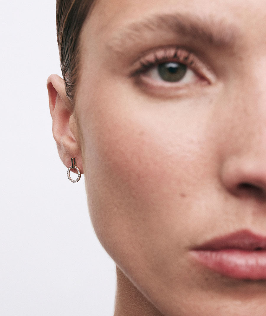 Earrings button diamonds and gold Círculo