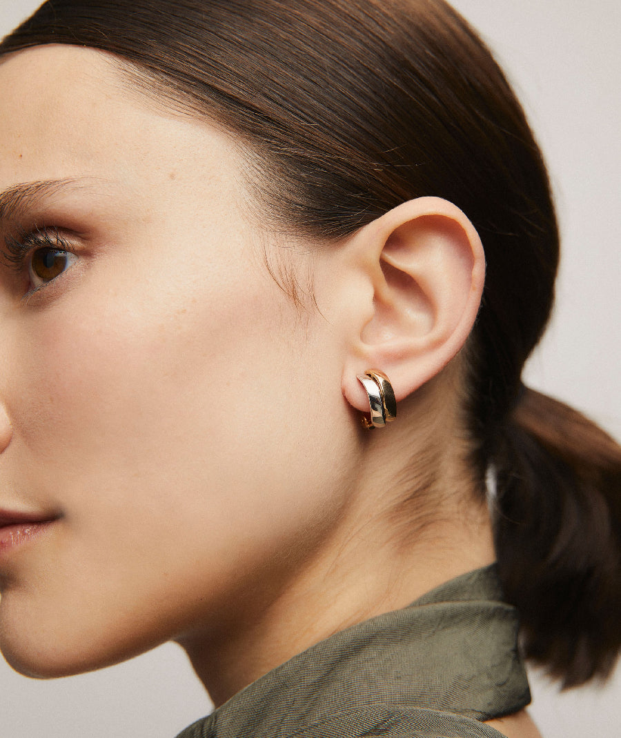 Pendientes doble bicolor