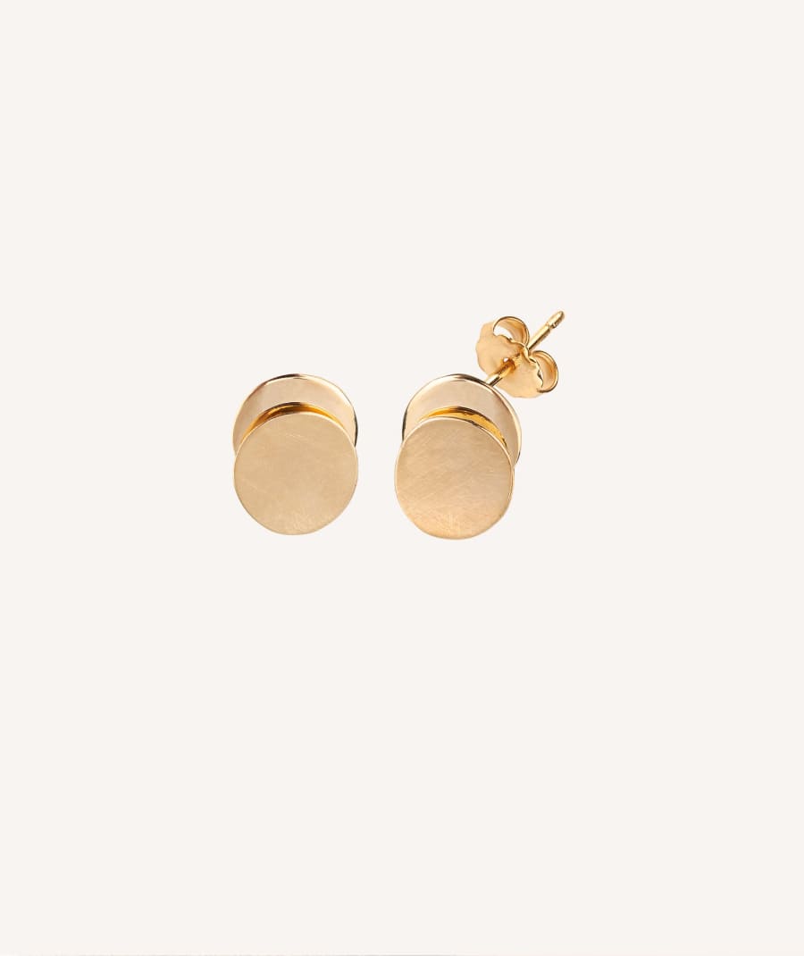Gold Earrings Circles two textures