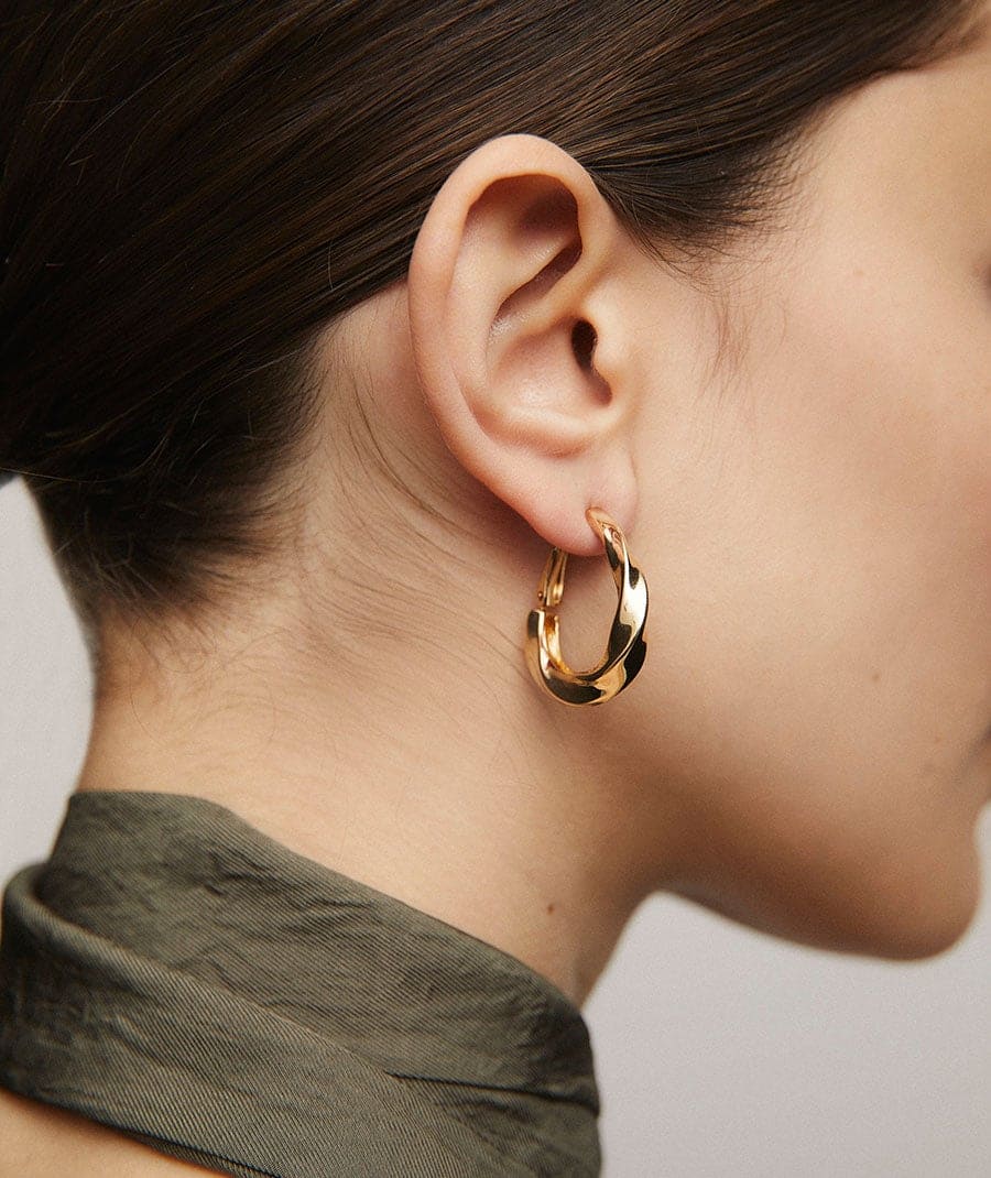 Gold earring Twisted Hoop Clip