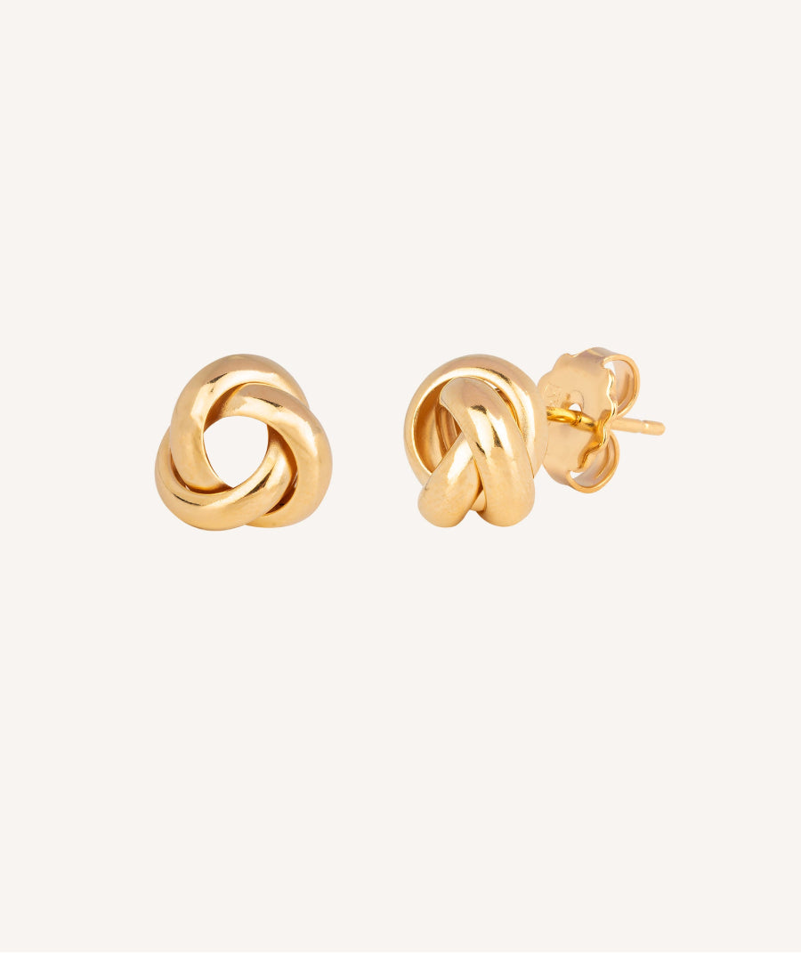 Gold earrings Simple knot