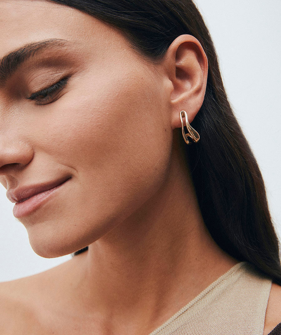 Earrings Waves Spiral Crescent
