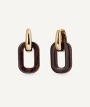 Earrings Square Hoop Coffee in Brown Resin