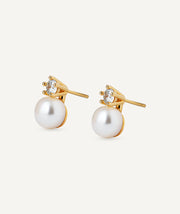 Earrings Pearl Stud with Zirconia