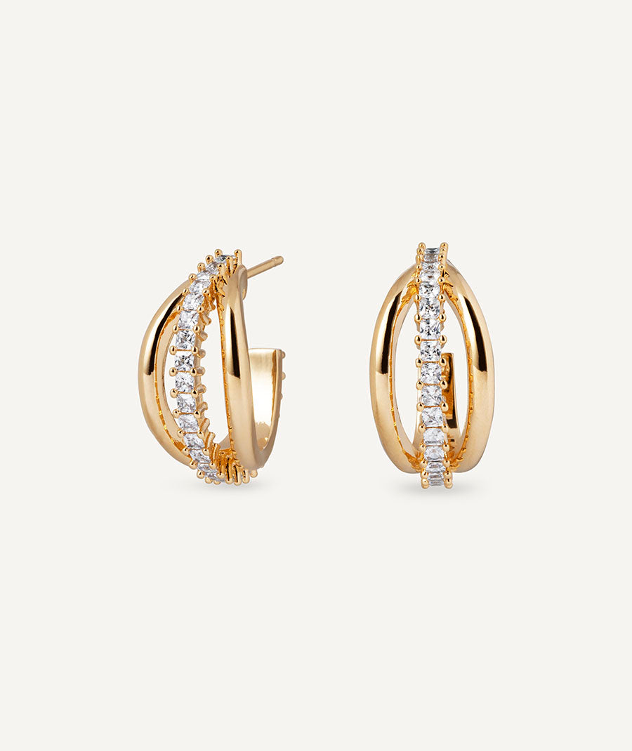 Earrings Vela Triple Crescent with Zirconia