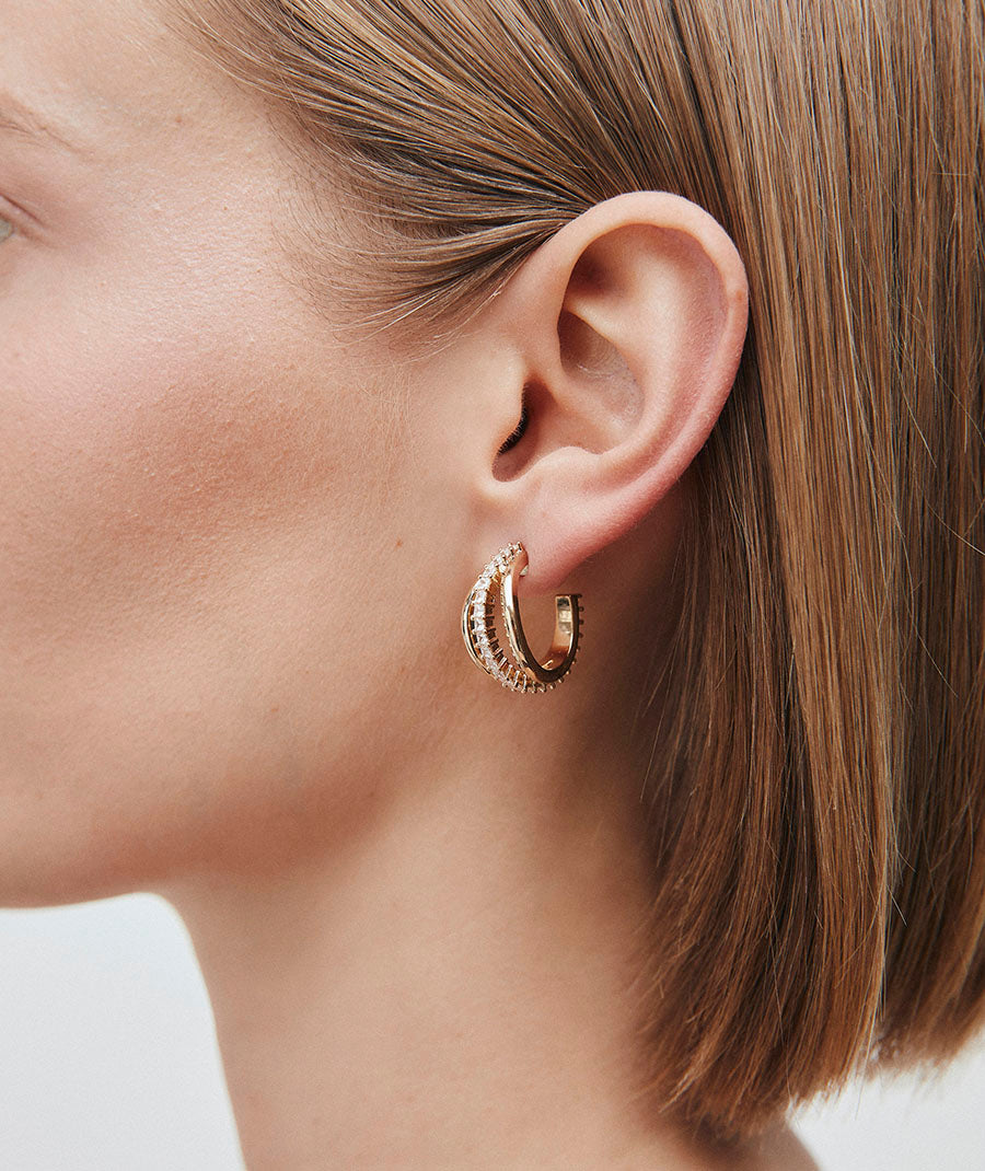 Earrings Vela Triple Crescent with Zirconia