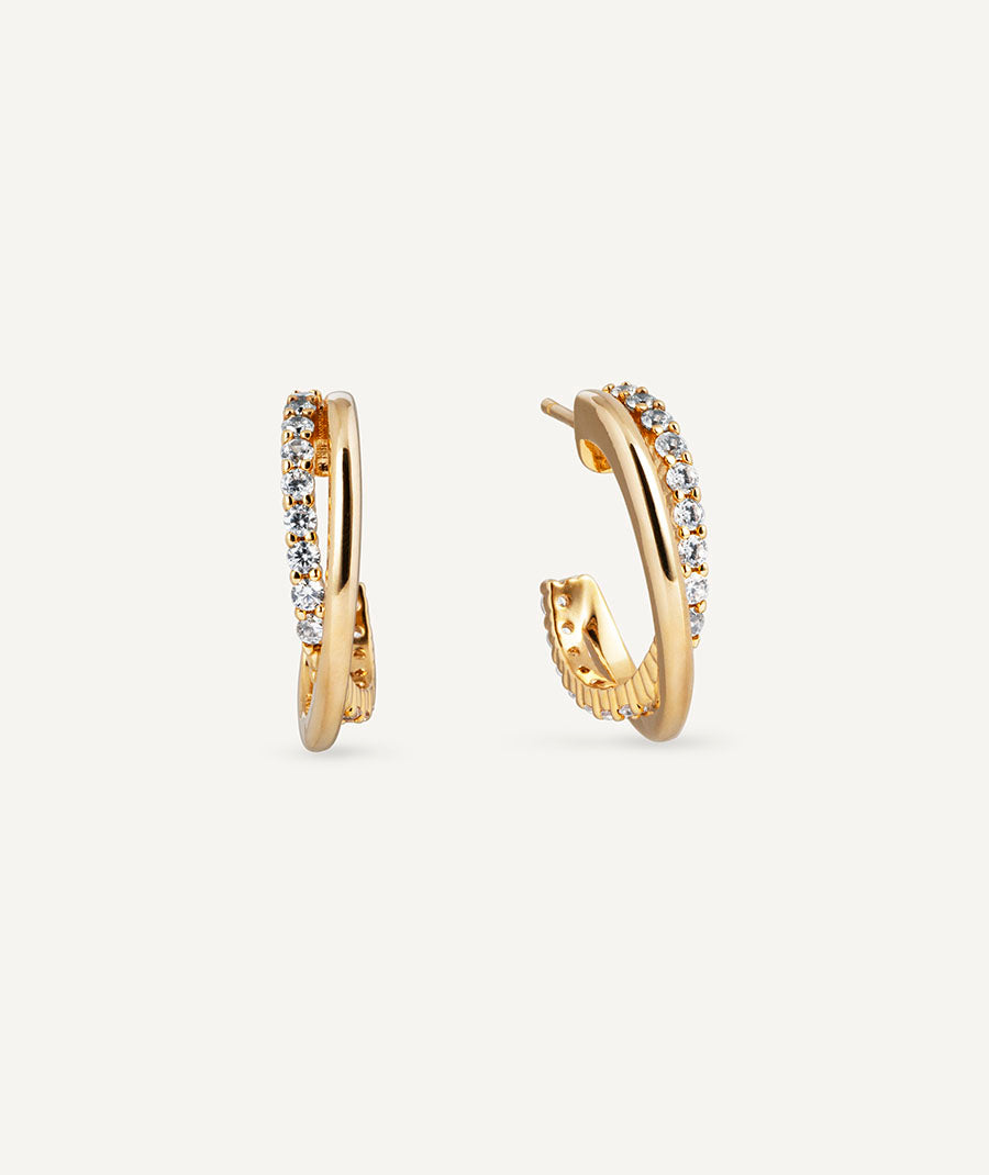 Earrings Interlaced Hoop 5 mm with Zirconia