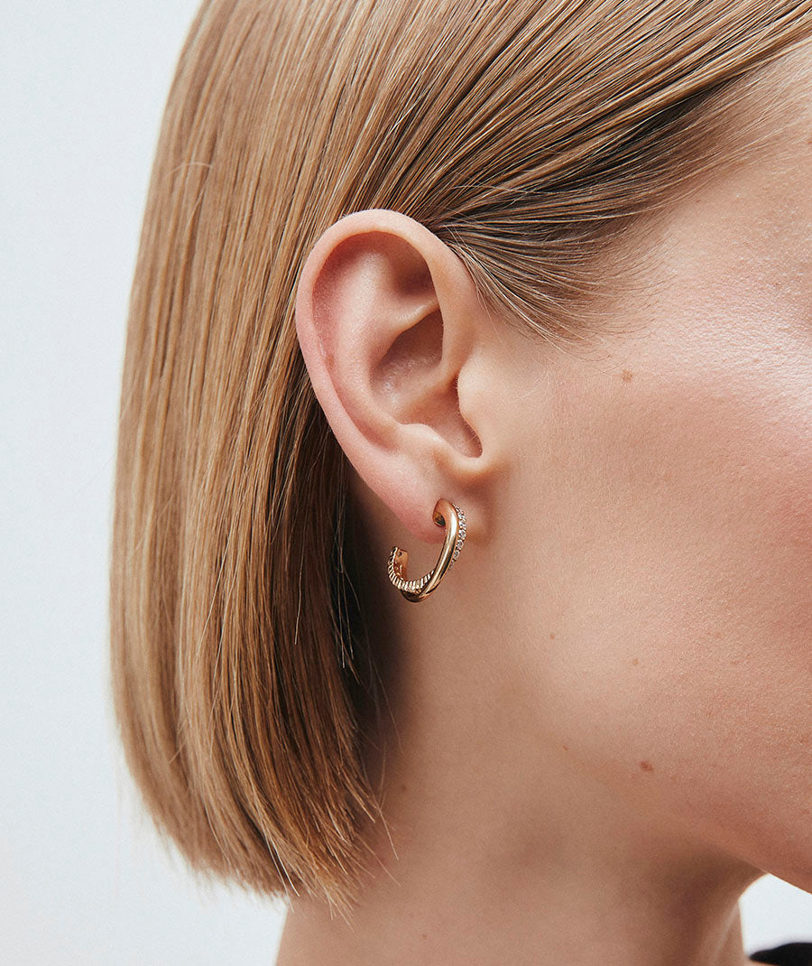 Earrings Interlaced Hoop 5 mm with Zirconia