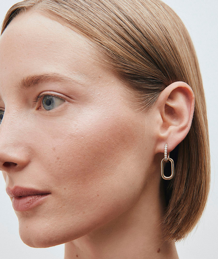 Earrings Link Hoop 2.66 mm with Zirconia