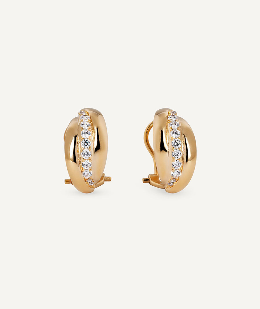 Earrings Thick Crescent with Zirconia
