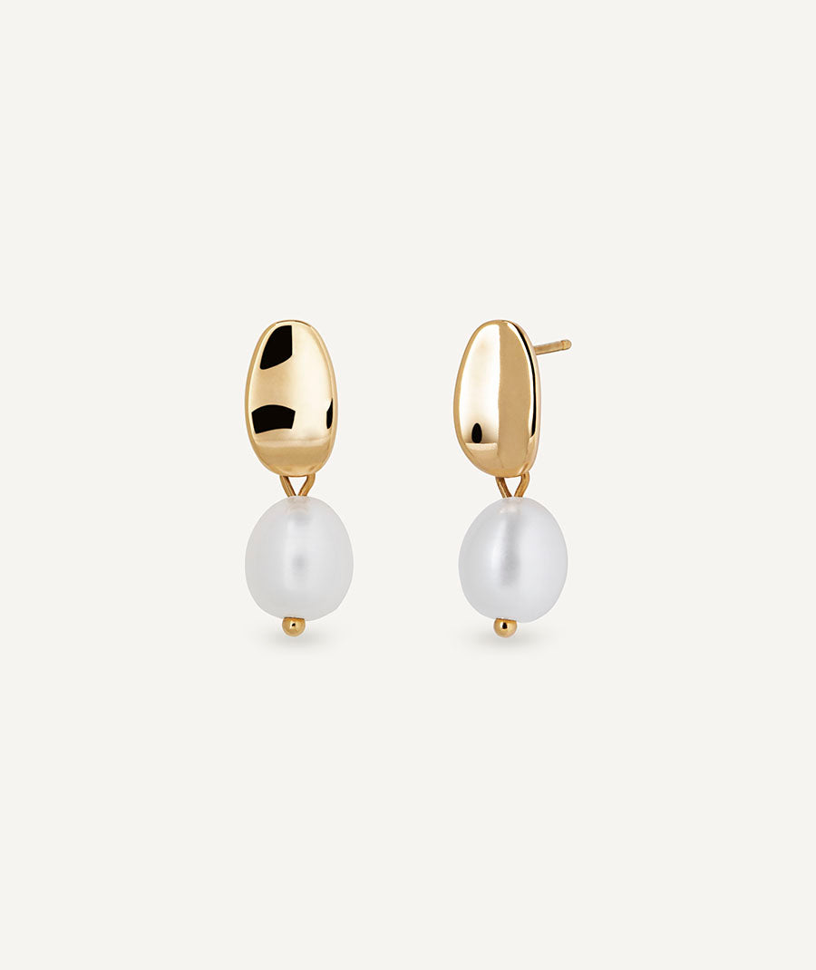Earrings Oval Stud with Pearl