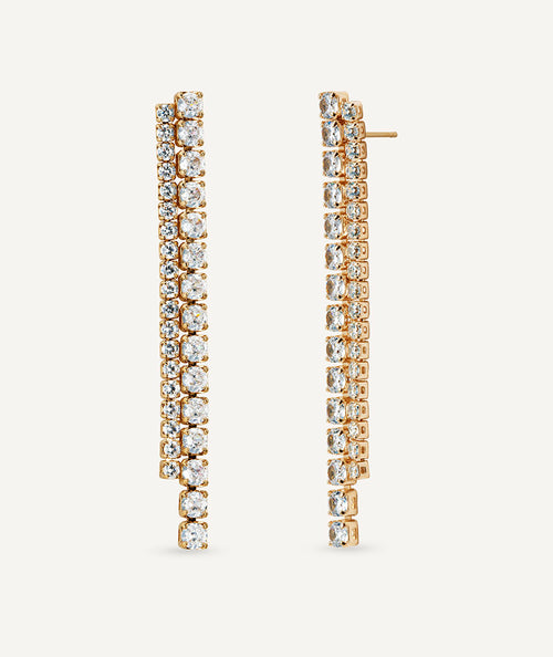 Earrings Lucent long cascade of zircons