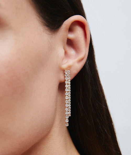 Earrings Lucent long cascade of zircons secundaria