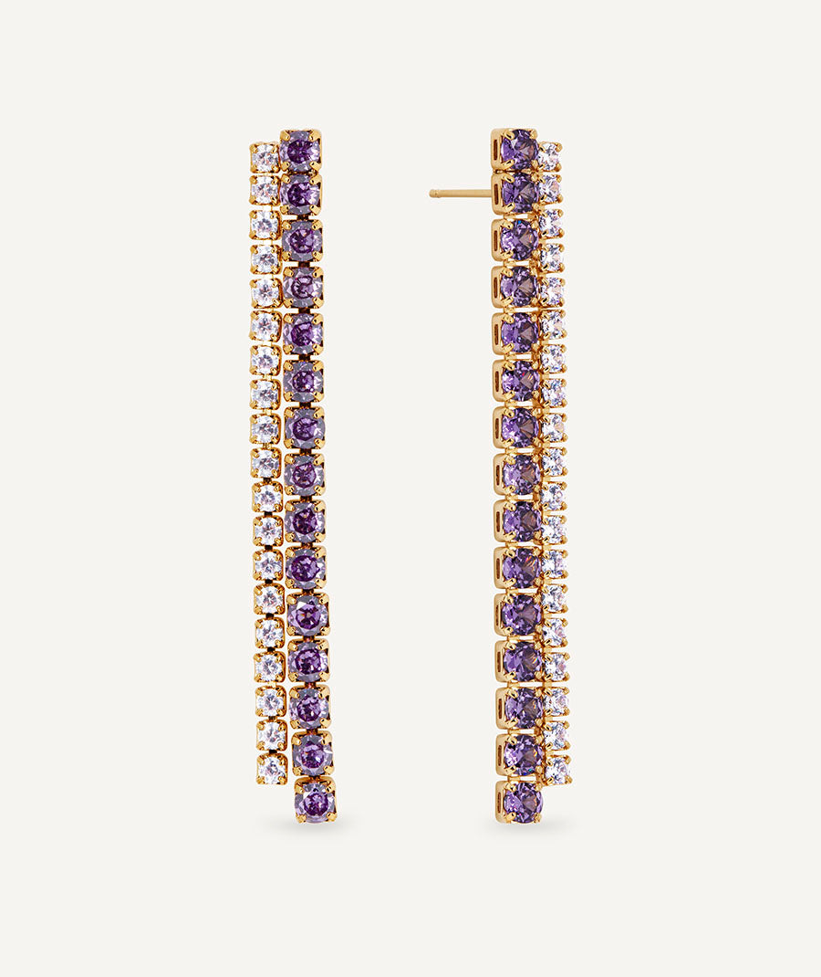 Earrings Lilia long cascade of zircons