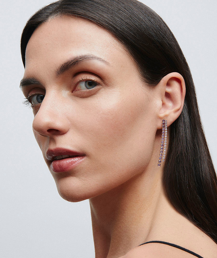 Earrings Lilia long cascade of zircons