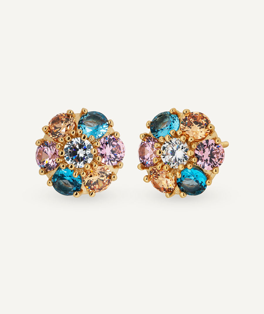 Earrings Marghé button with multicolour zircons