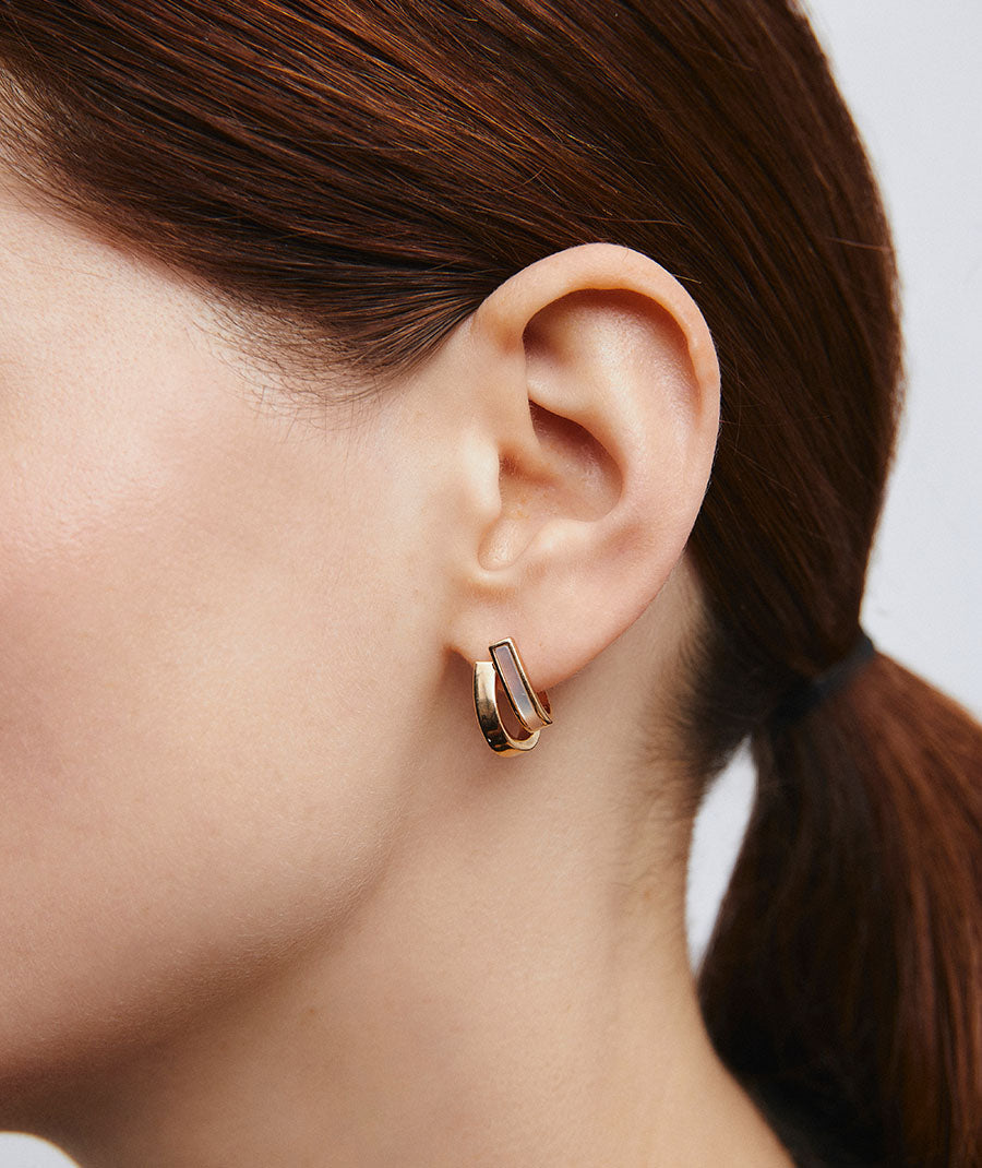 Earrings Carol duo half-moon with mother-of-pearl