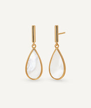 Earrings semi-long Fusión with white mother of pearl