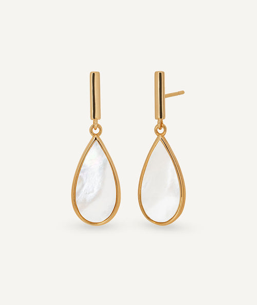Pendientes semi-largos Fusión con madreperla blanca