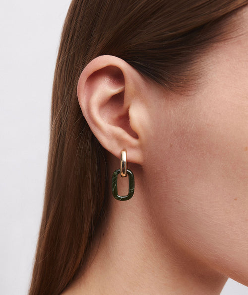 Earrings interlaced hoops Garden with acetate and green resin secundaria