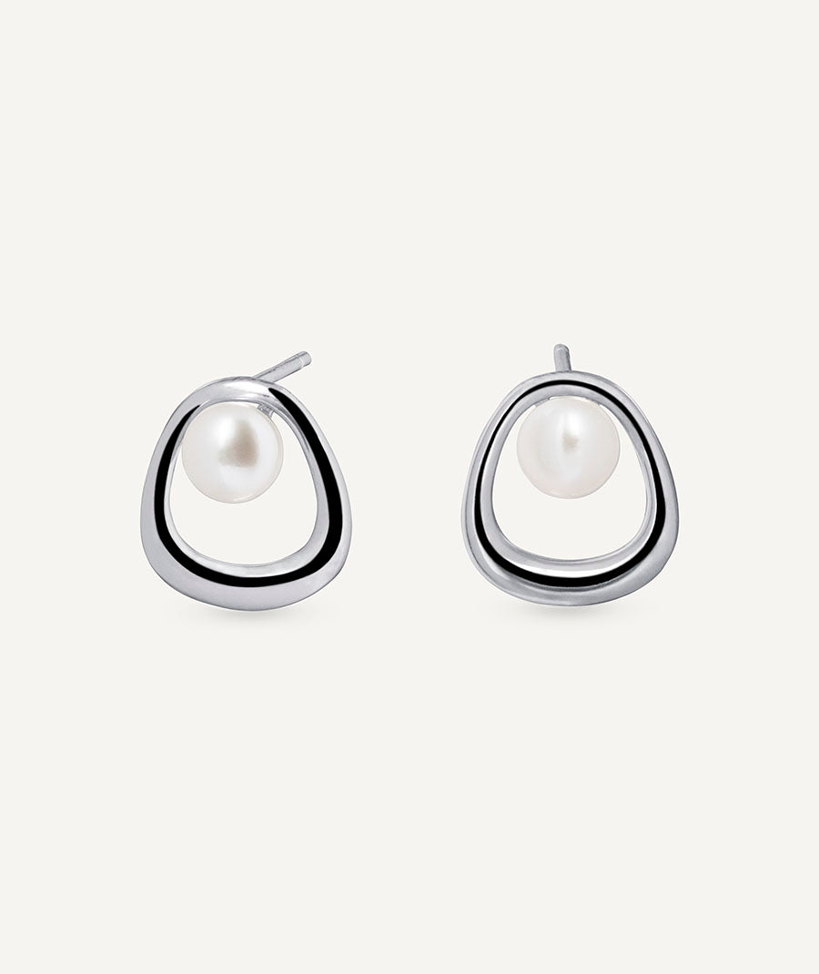 Earrings Pearl Stud with Ovals