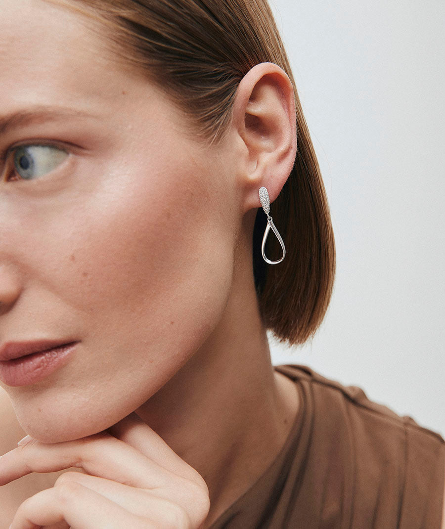 Earrings Zirconia Stud with Ovals