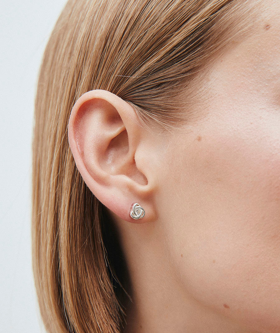 Earrings Triple Interlaced Circles Button