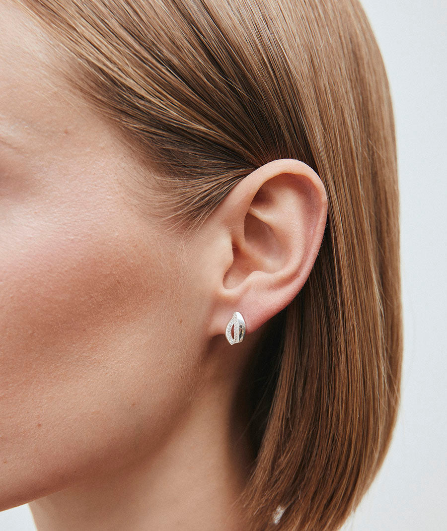 Earrings Petal Stud with Zirconia