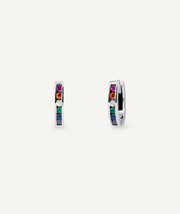 Earrings Round Hoop with Multicolour Zirconia