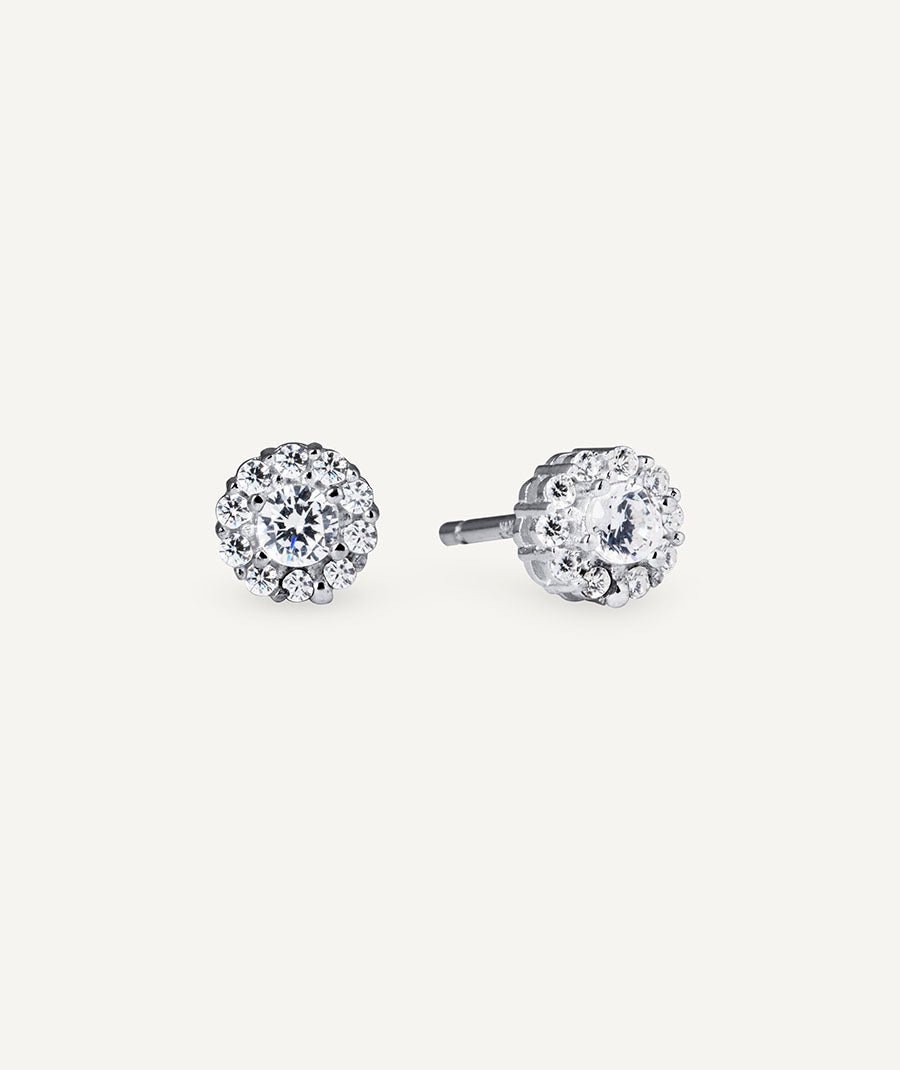 Earrings Circle Stud with Zirconia