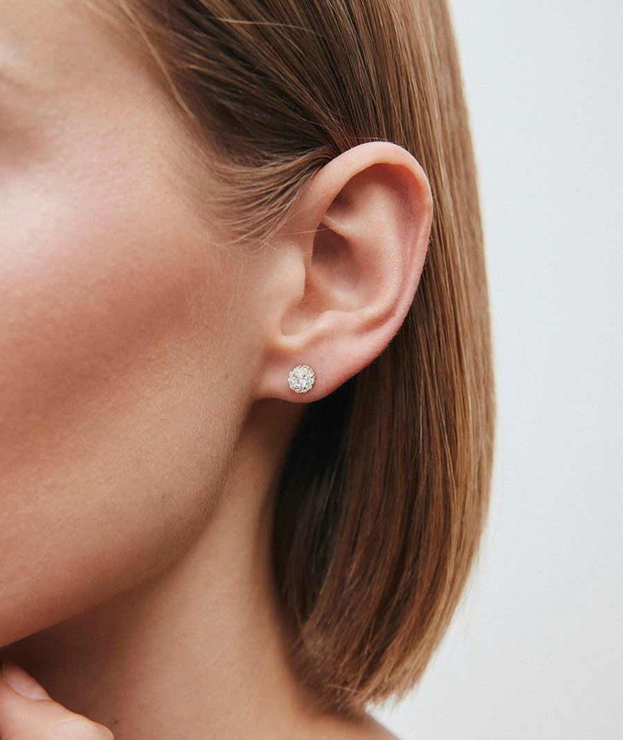 Earrings Circle Stud with Zirconia